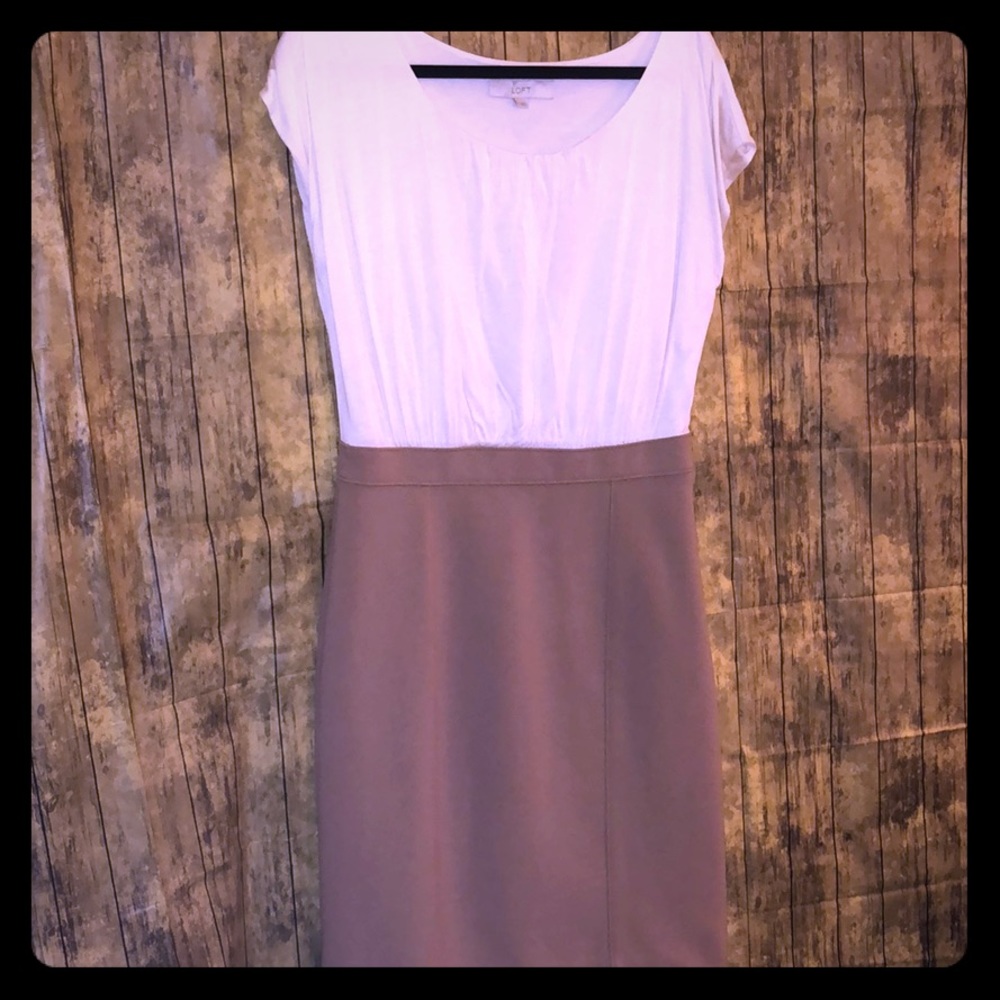LOFT ivory and tan blouse top dress.